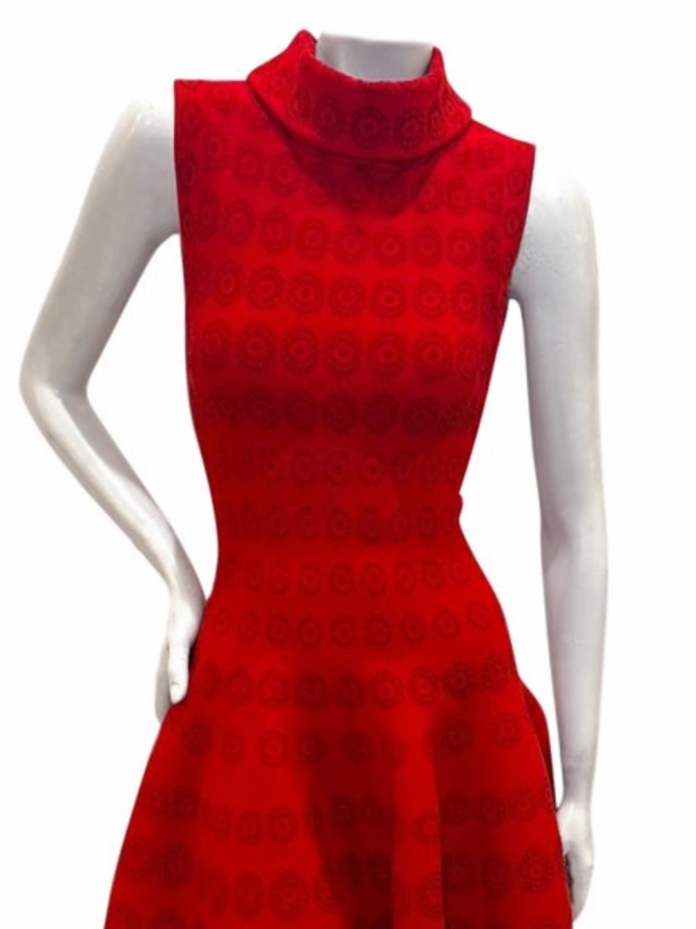 Alaïa Red Sleeveless Turtleneck Mini Dress